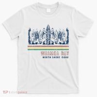 Hawaii North Shore Oahu Waimea Bay Retro Surfing T-Shirt thumb 0