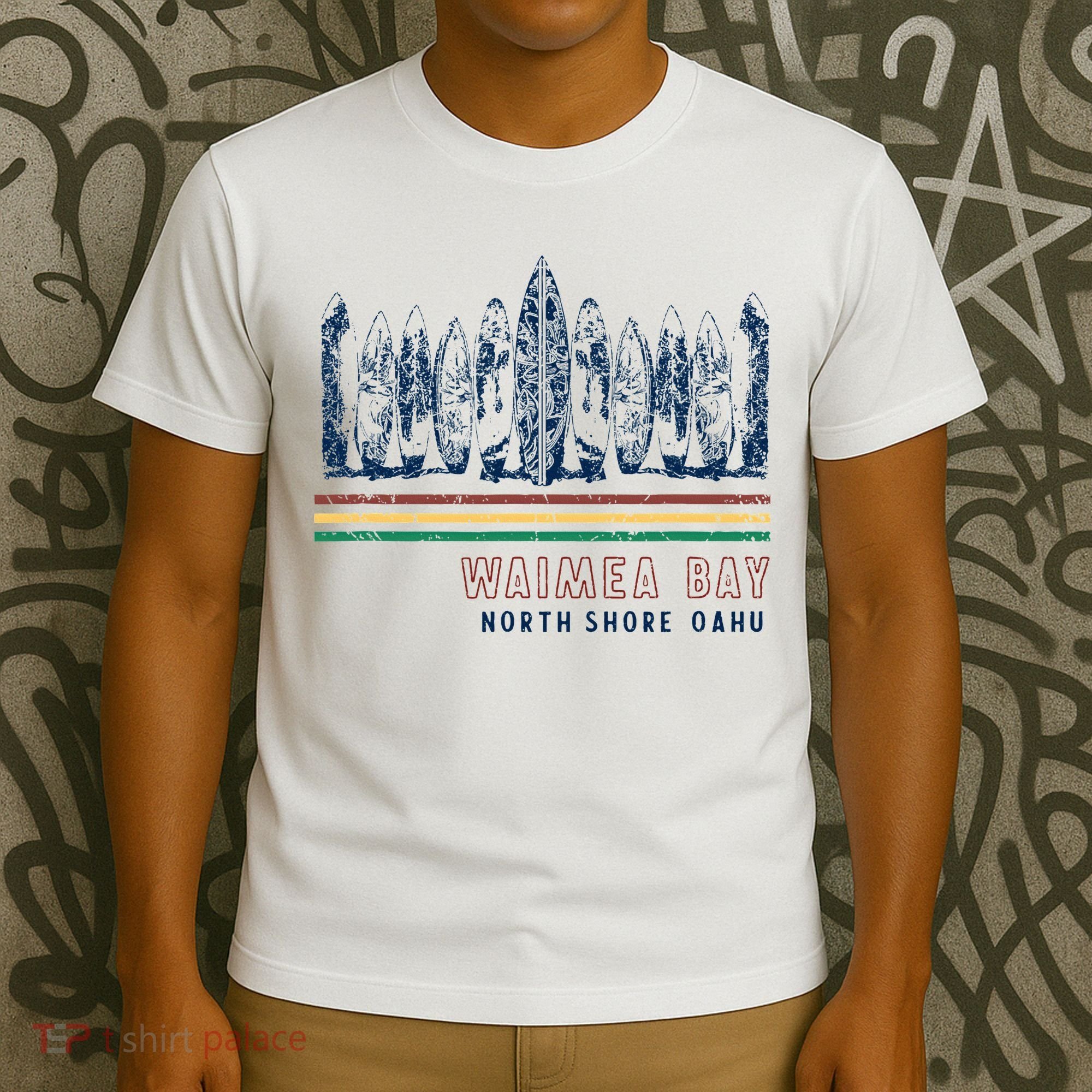 Hawaii North Shore Oahu Waimea Bay Retro Surfing T-Shirt