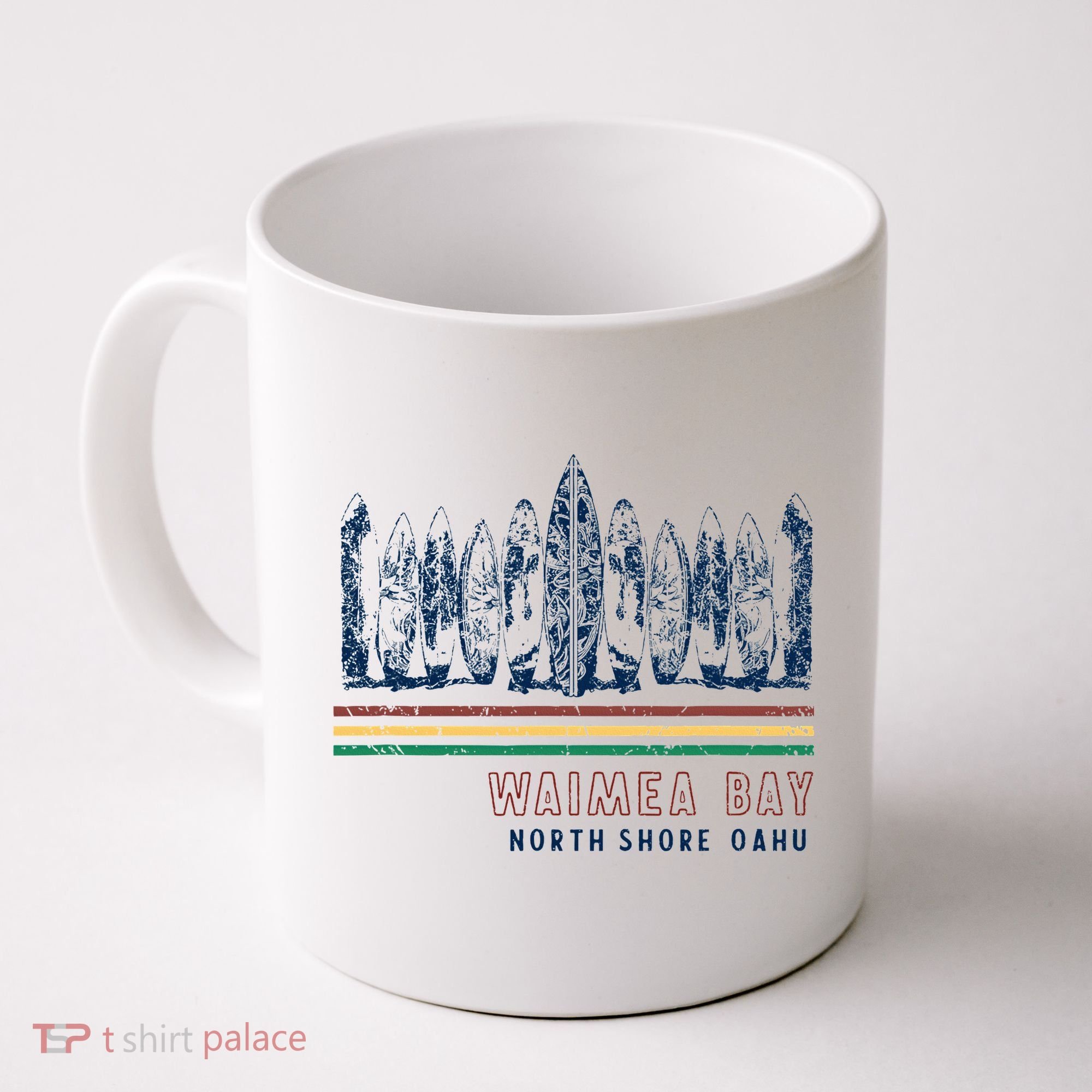Hawaii North Shore Oahu Waimea Bay Retro Surfing Coffee Mug