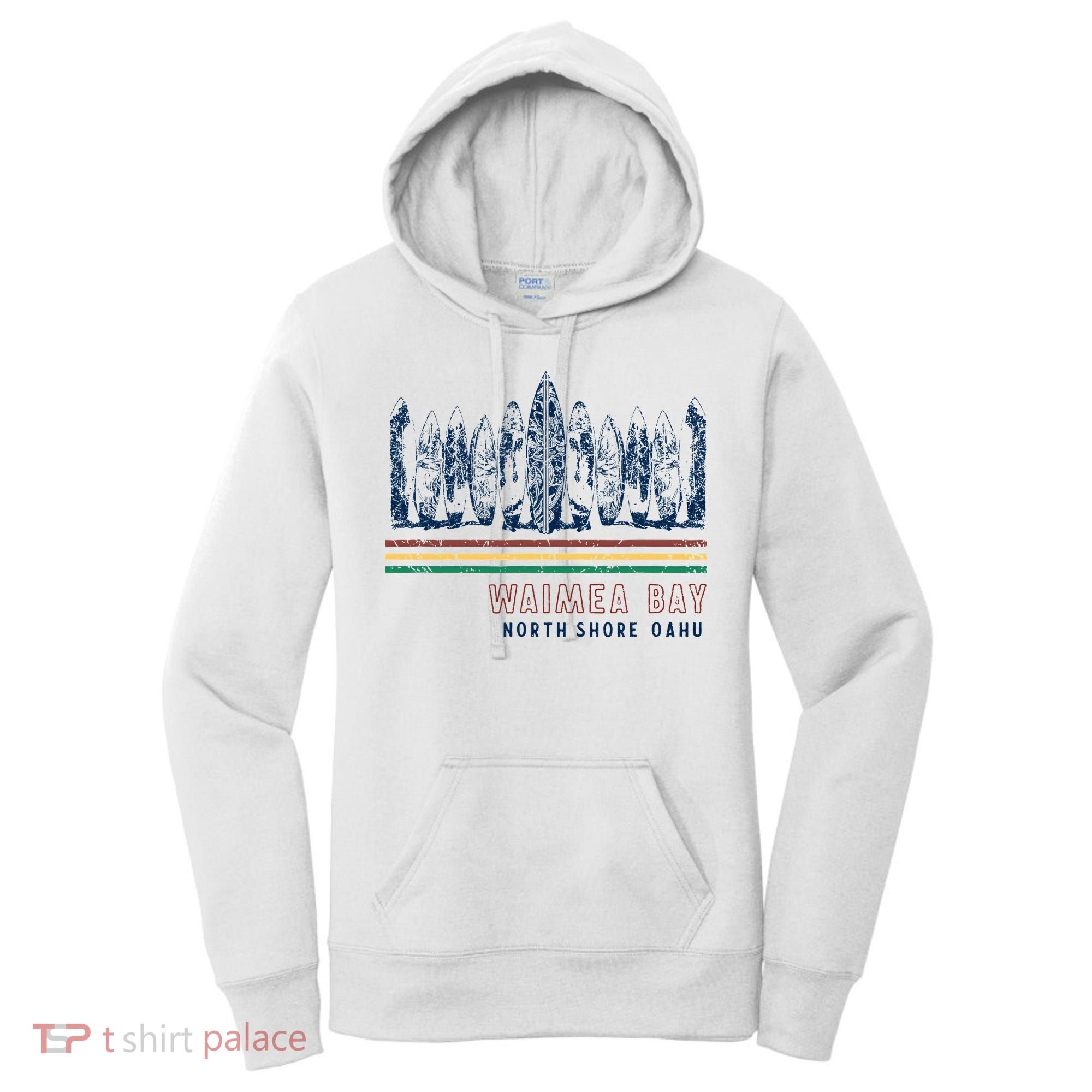 Hawaii North Shore Oahu Waimea Bay Retro Surfing Women's Hoodie