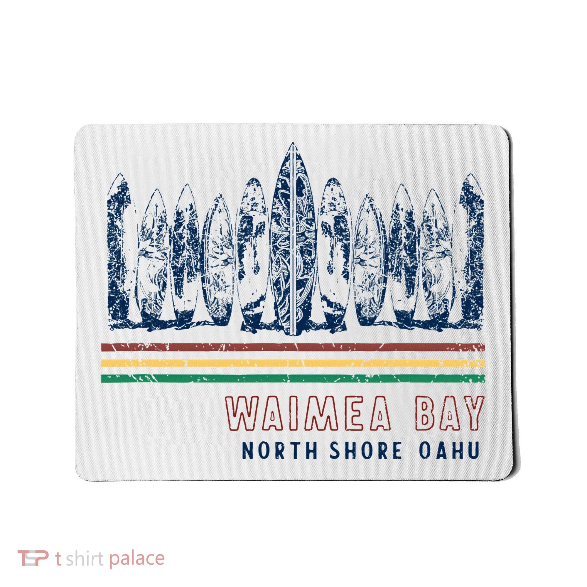 Hawaii North Shore Oahu Waimea Bay Retro Surfing Mousepad