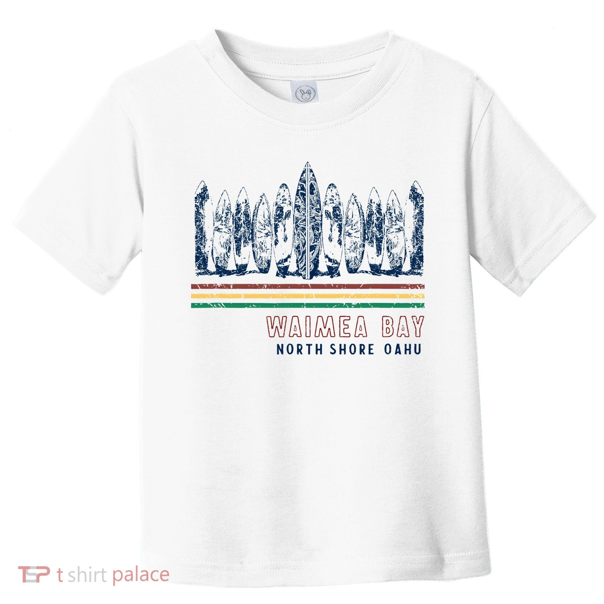 Hawaii North Shore Oahu Waimea Bay Retro Surfing Toddler T-Shirt