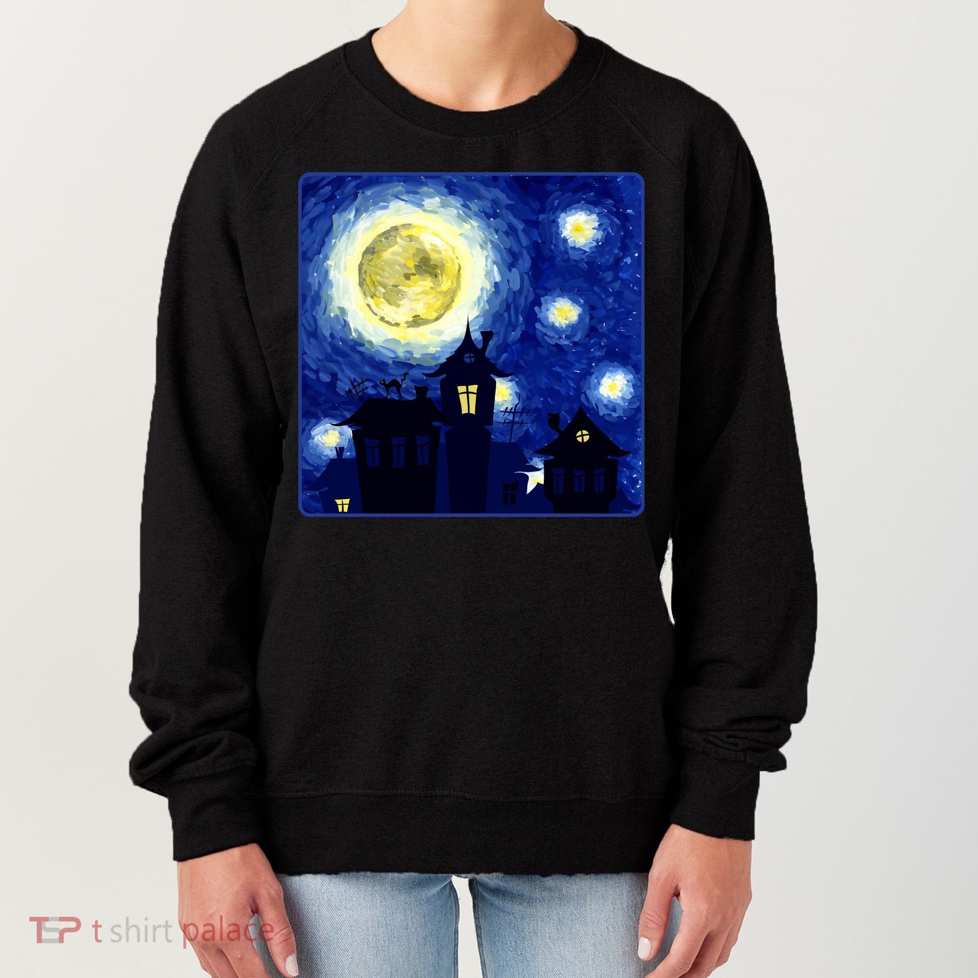 Halloween Nights, Starry Night Painting Women's Sweatshirt