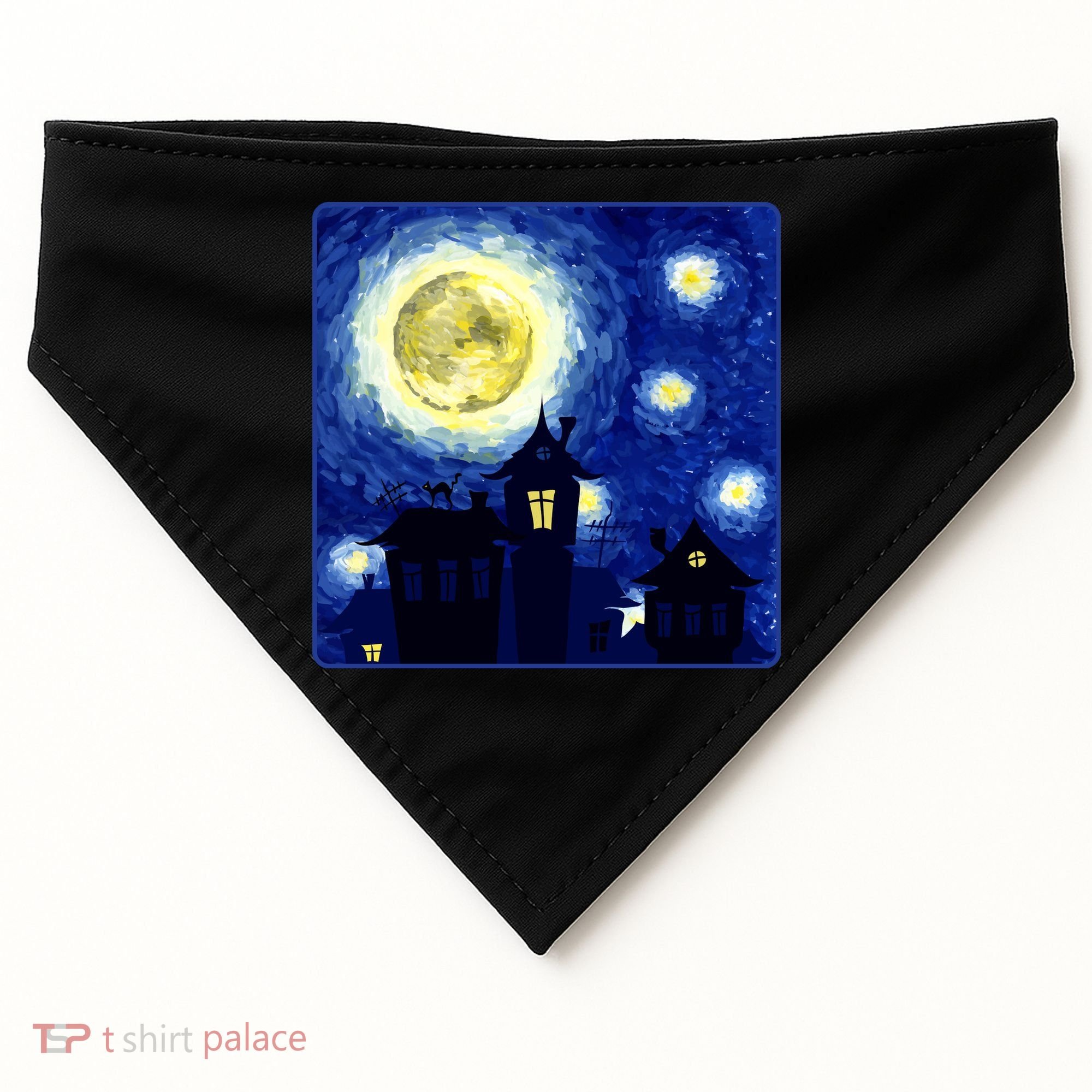 Halloween Nights, Starry Night Painting USA-Made Doggie Bandana