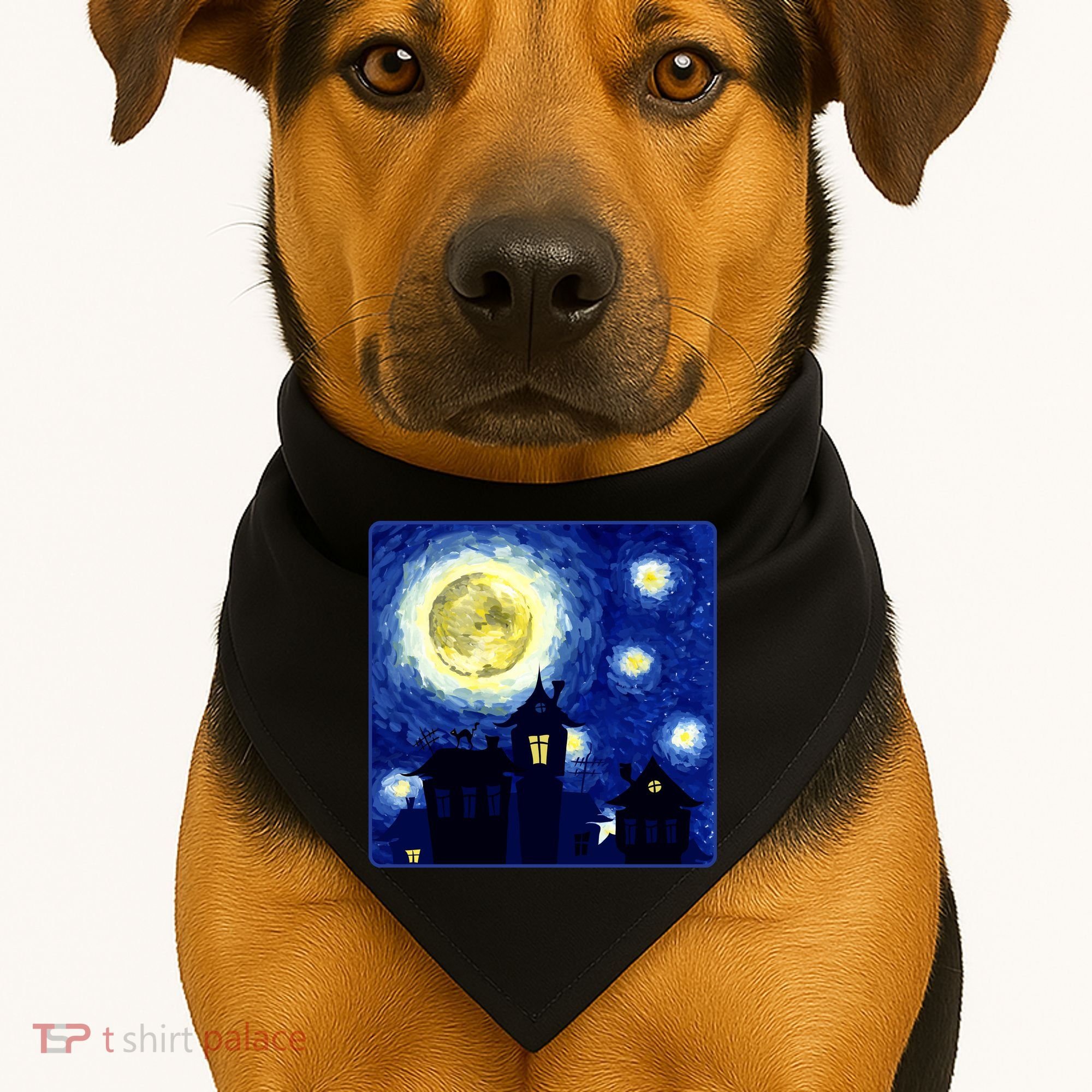 Halloween Nights, Starry Night Painting USA-Made Doggie Bandana