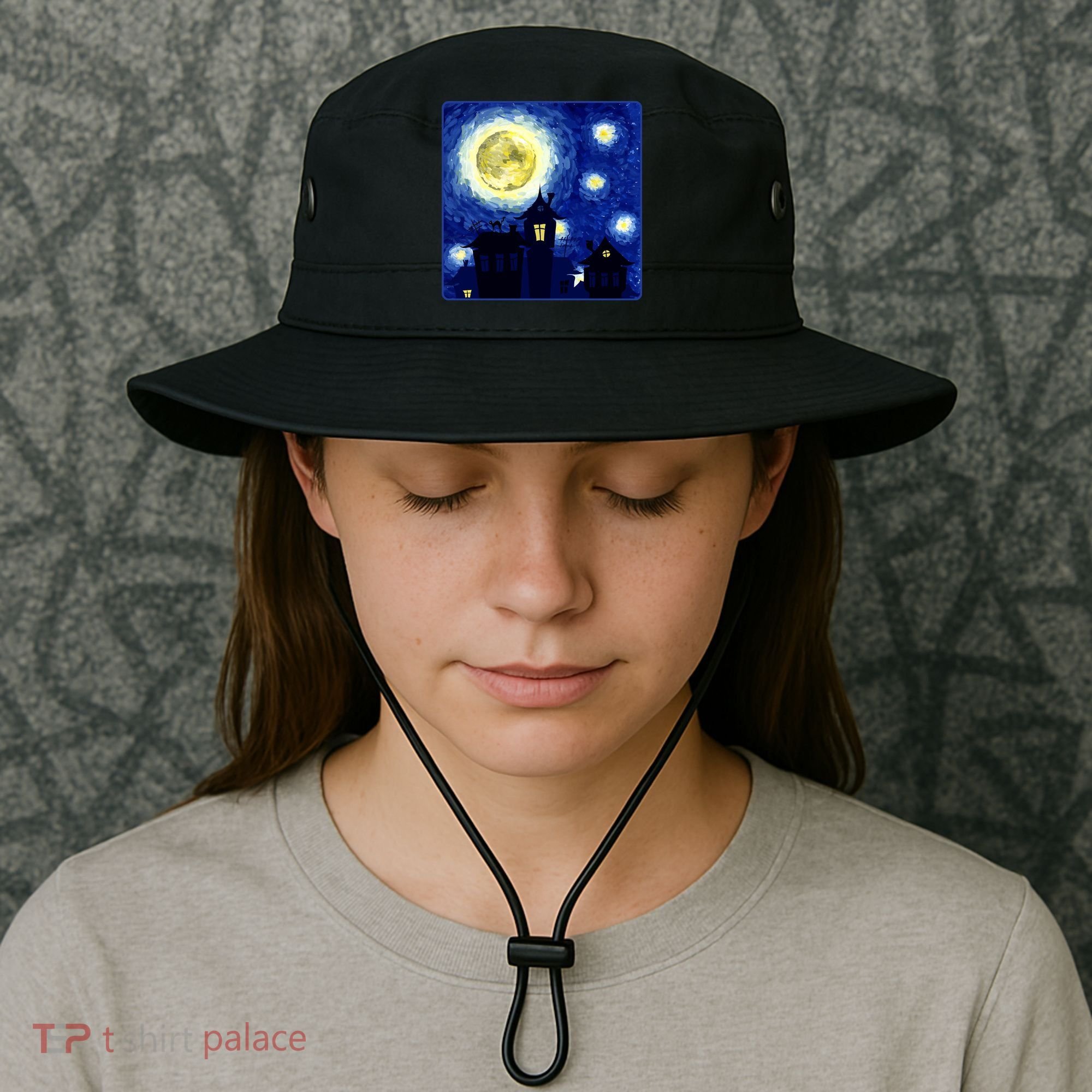 Halloween Nights, Starry Night Painting Bucket Hat