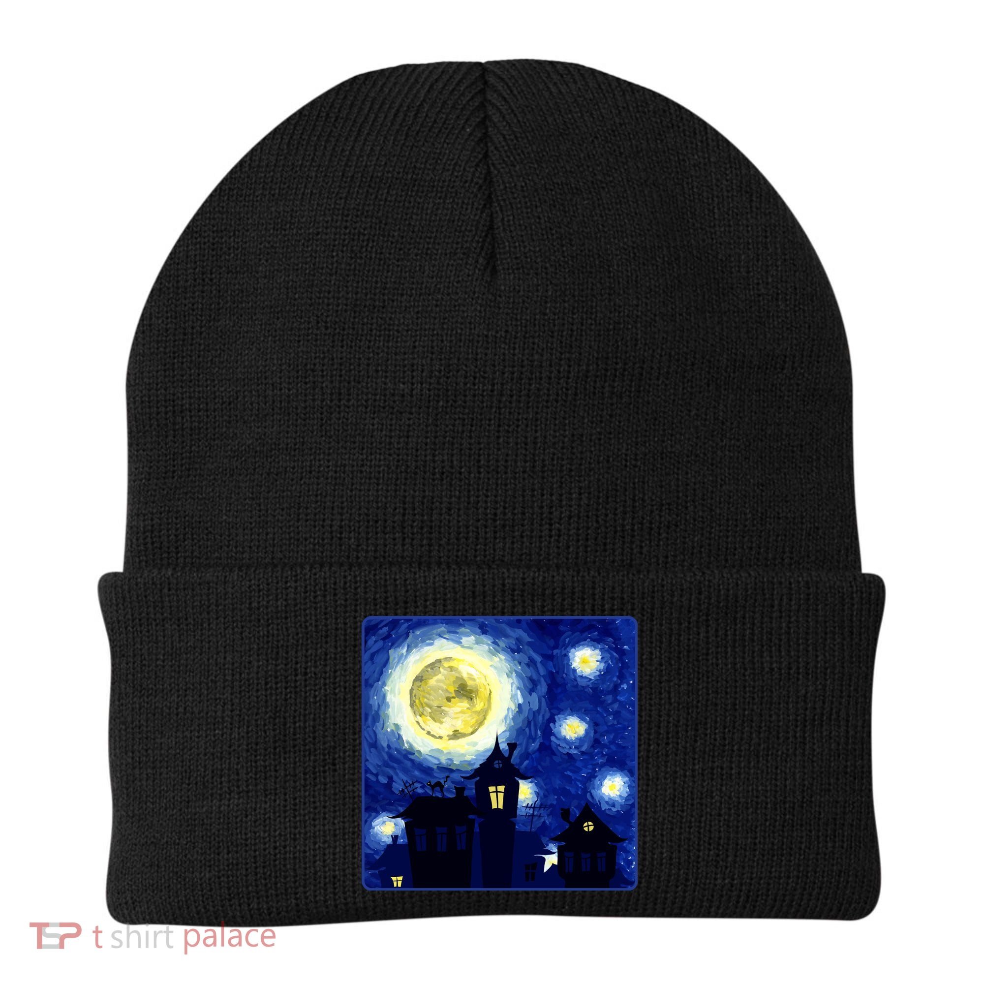 Halloween Nights, Starry Night Painting Beanie