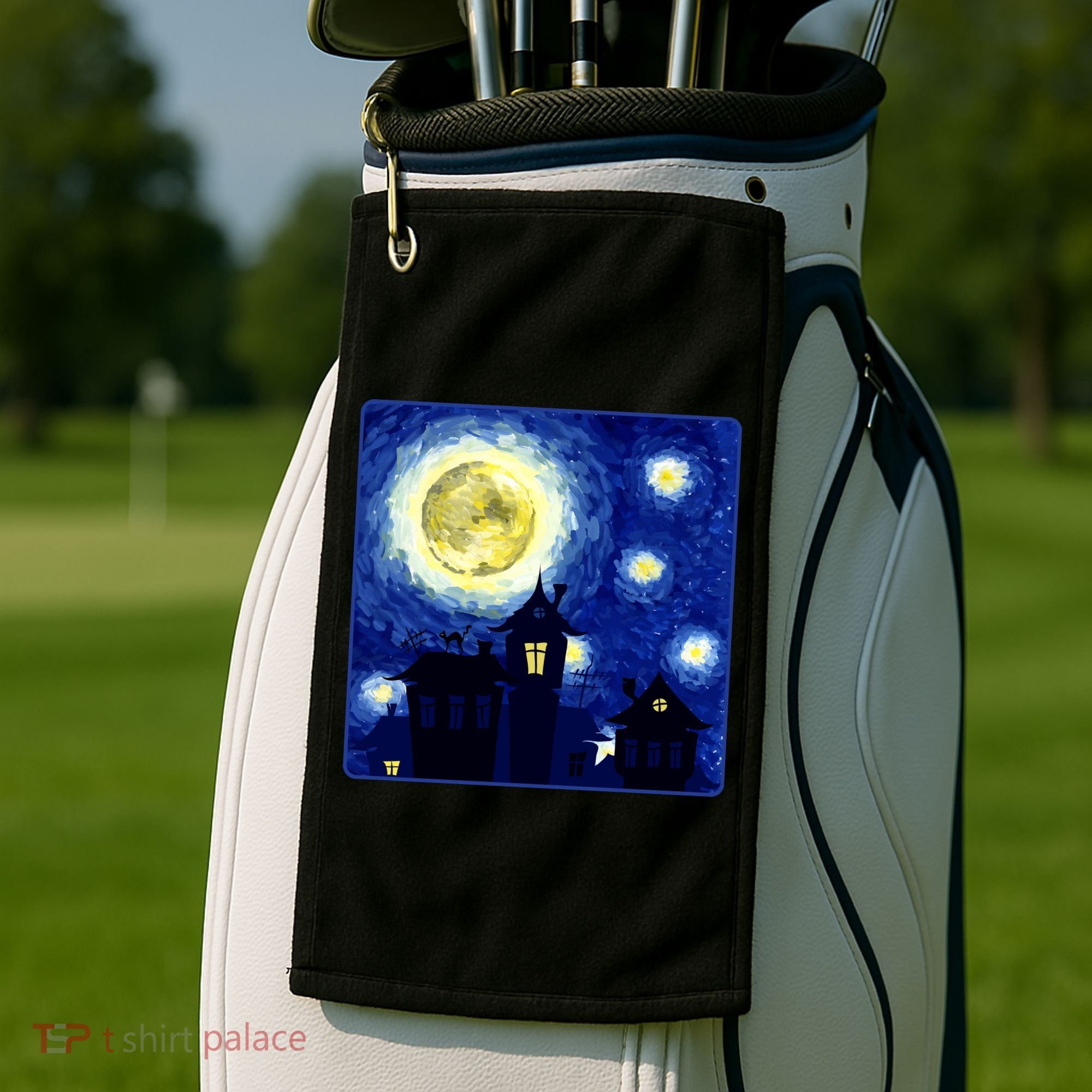 Halloween Nights, Starry Night Painting Golf Towel