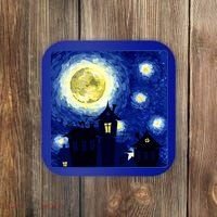 Halloween Nights, Starry Night Painting Coaster thumb 0