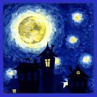 Halloween Nights, Starry Night Painting Coaster thumb 2