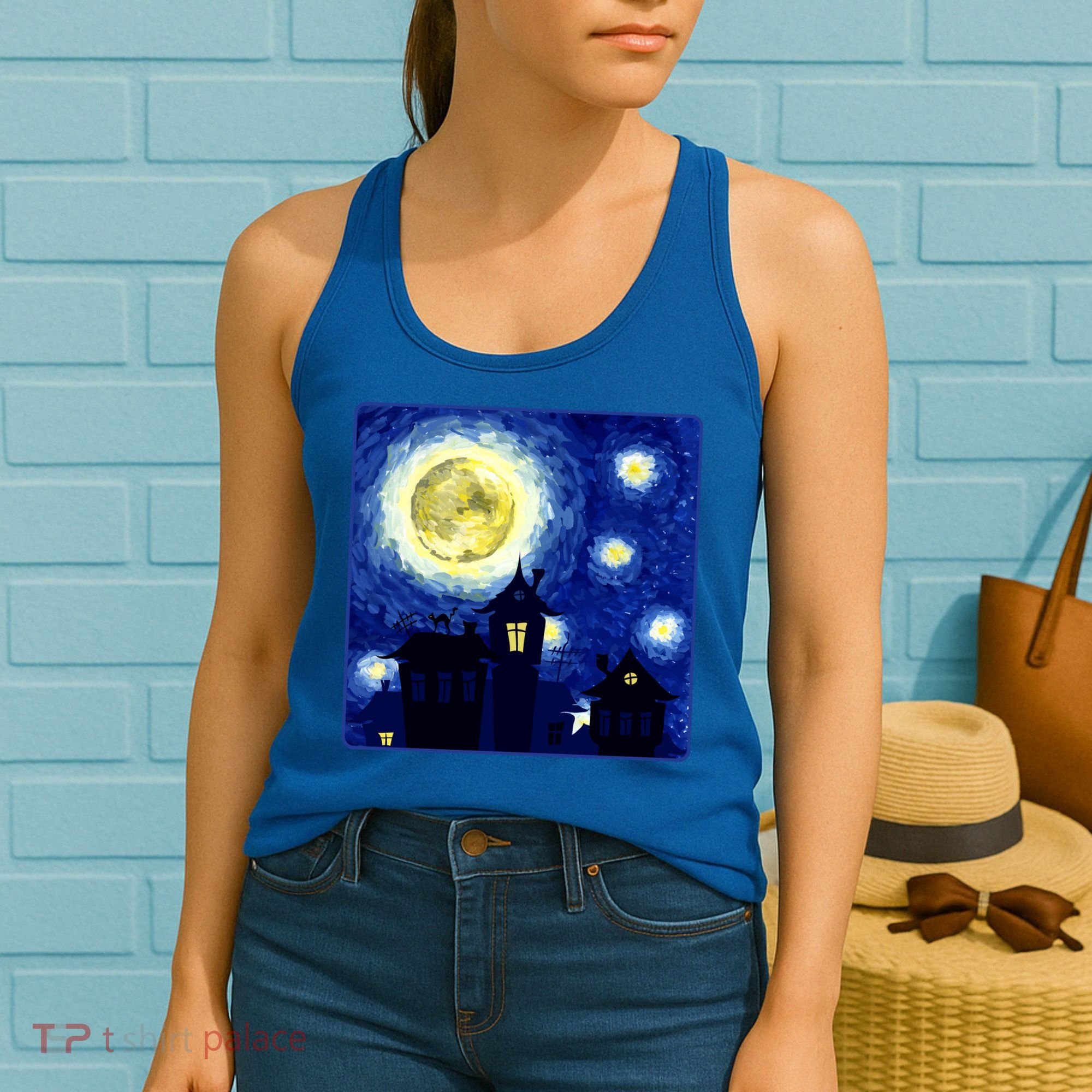 Halloween Nights, Starry Night Painting Women's Tank Top