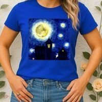 Halloween Nights, Starry Night Painting Women's T-Shirt thumb 2
