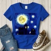 Halloween Nights, Starry Night Painting Women's T-Shirt thumb 3