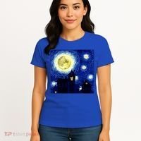Halloween Nights, Starry Night Painting Women's T-Shirt thumb 4