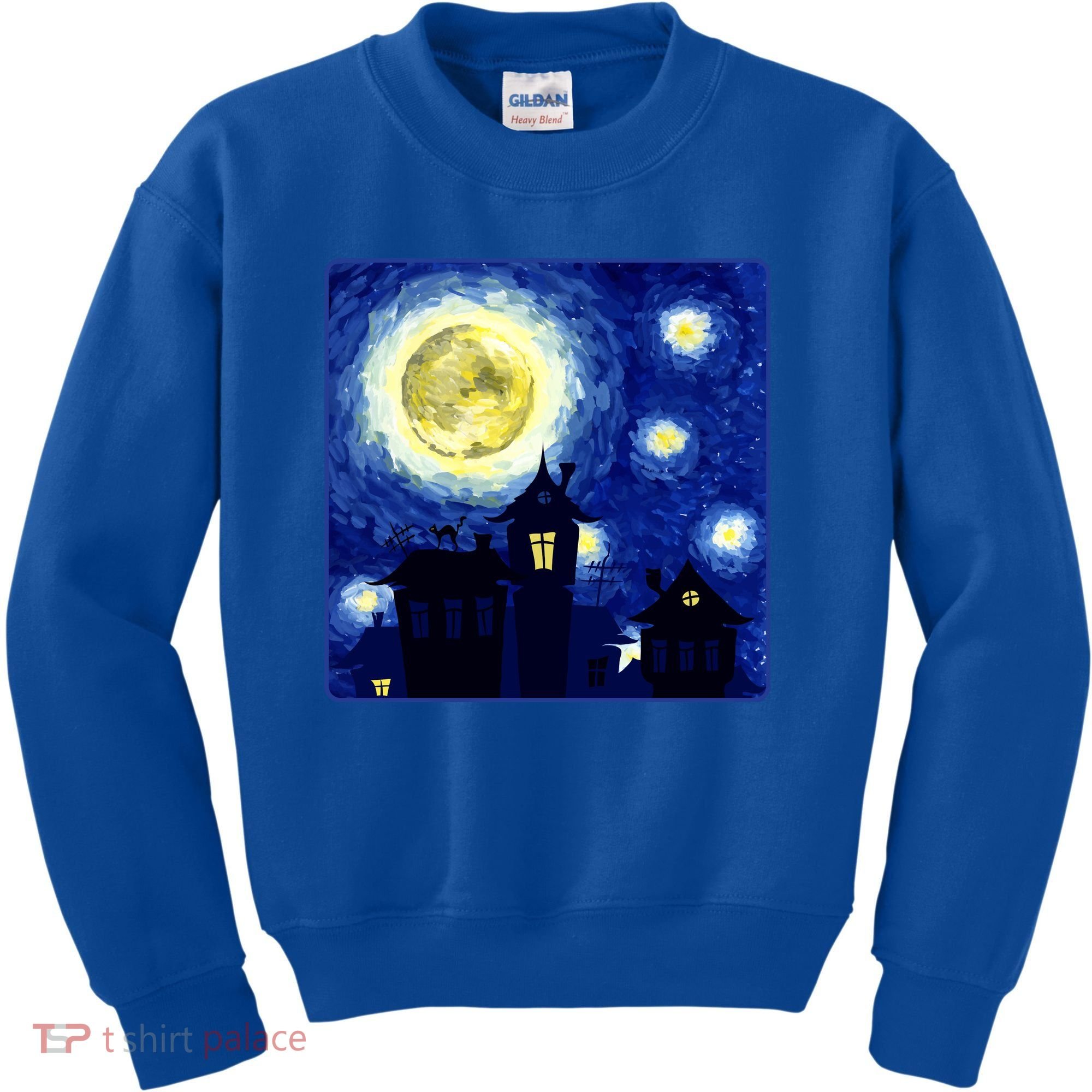 Halloween Nights, Starry Night Painting Kids Sweatshirt
