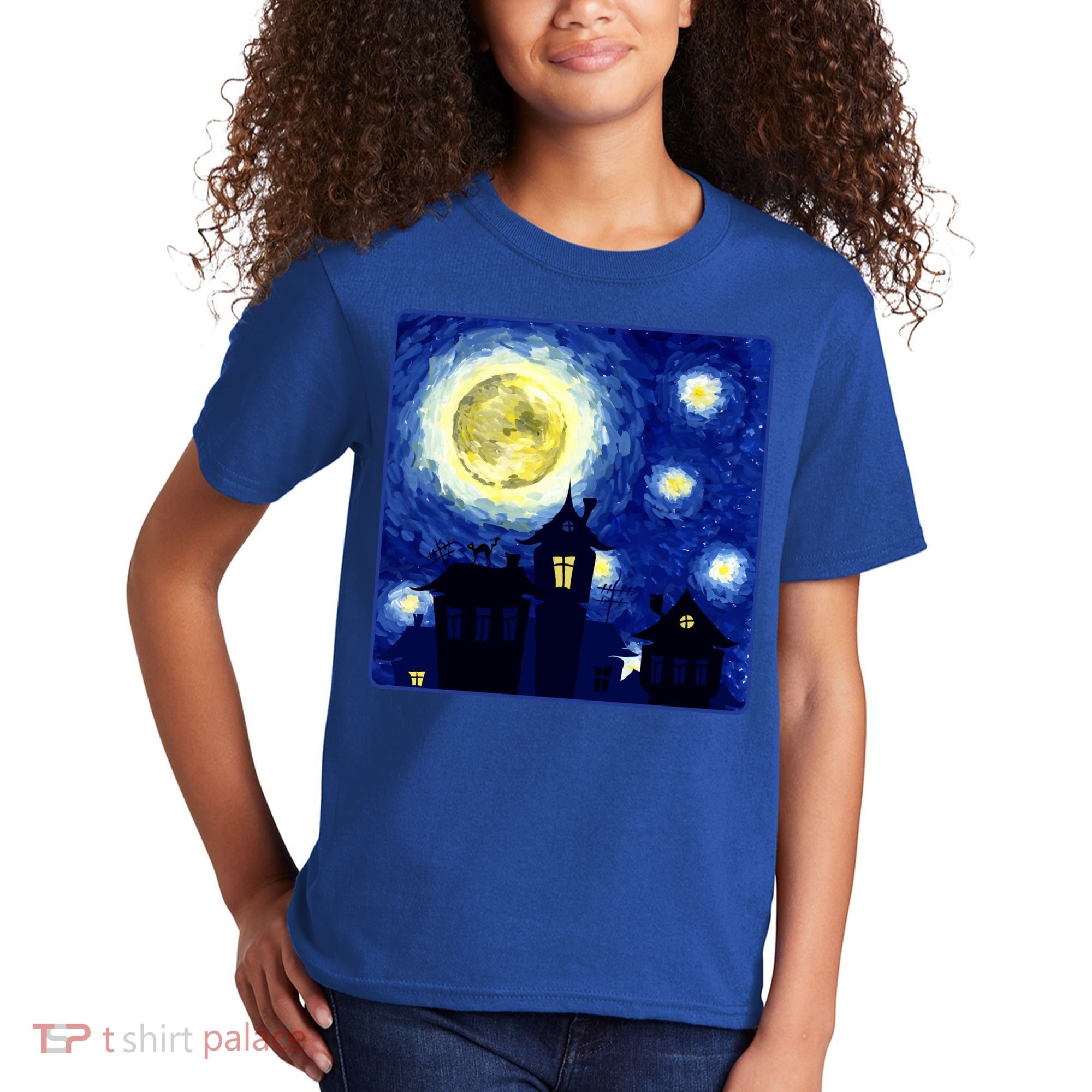 Halloween Nights, Starry Night Painting Kids T-Shirt