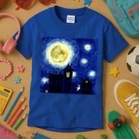 Halloween Nights, Starry Night Painting Kids T-Shirt thumb 3
