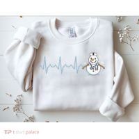 Heartbeat Nurse Snowman Nurse Christmas Sweatshirt thumb 2