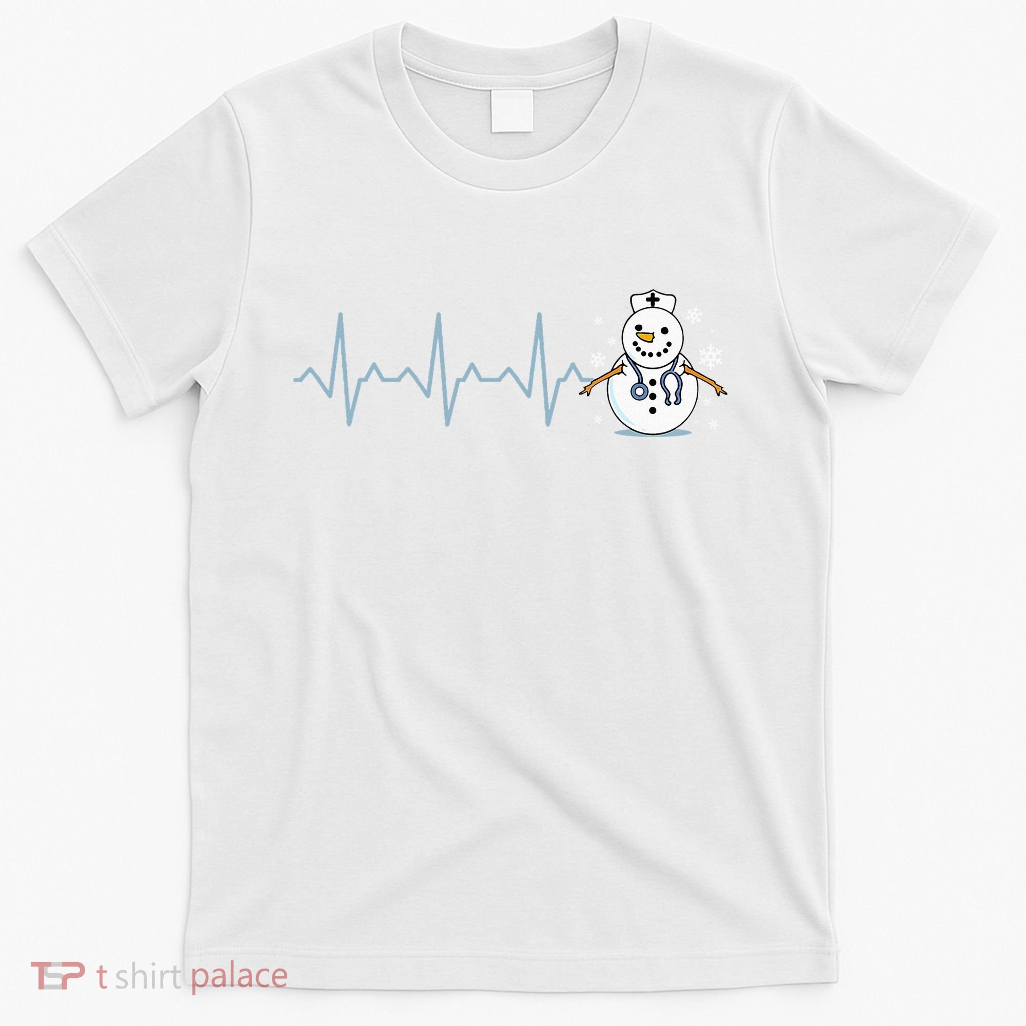 Heartbeat Nurse Snowman Nurse Christmas T-Shirt