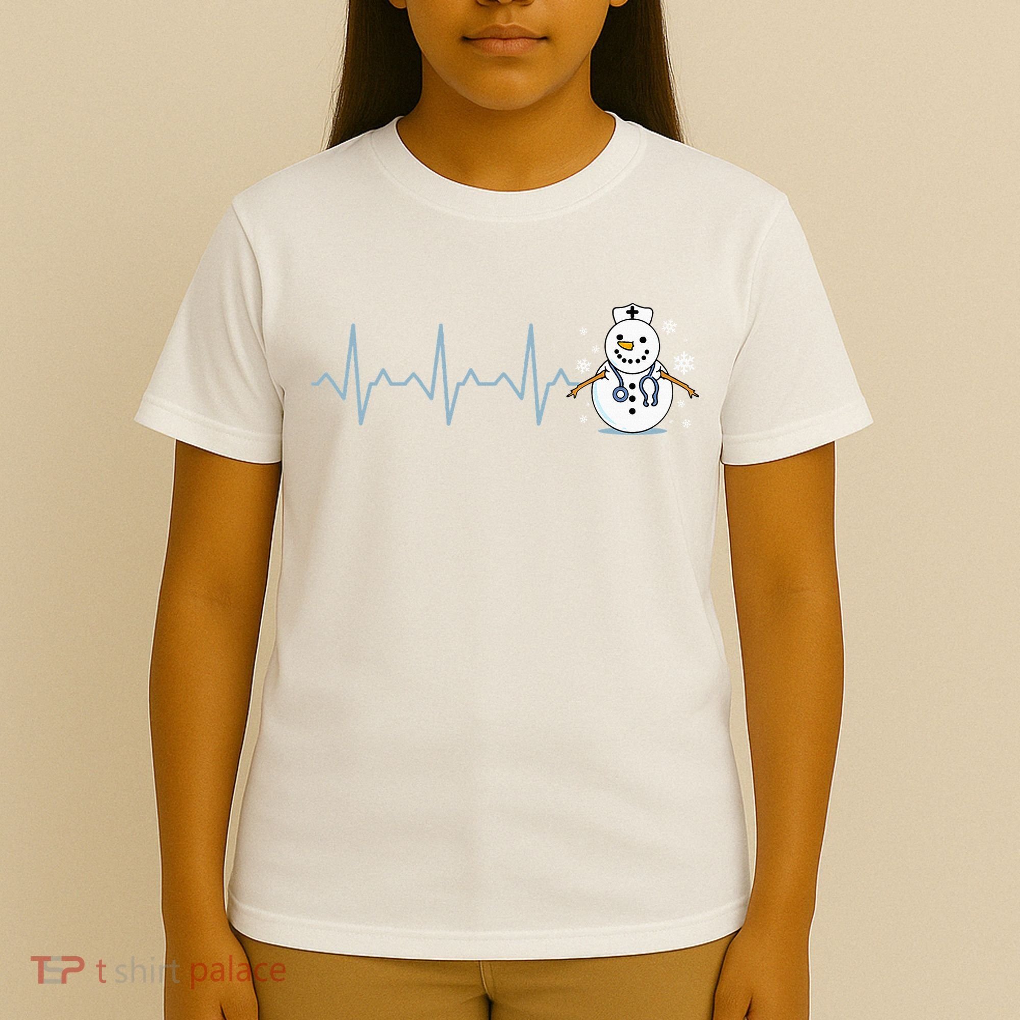 Heartbeat Nurse Snowman Nurse Christmas T-Shirt