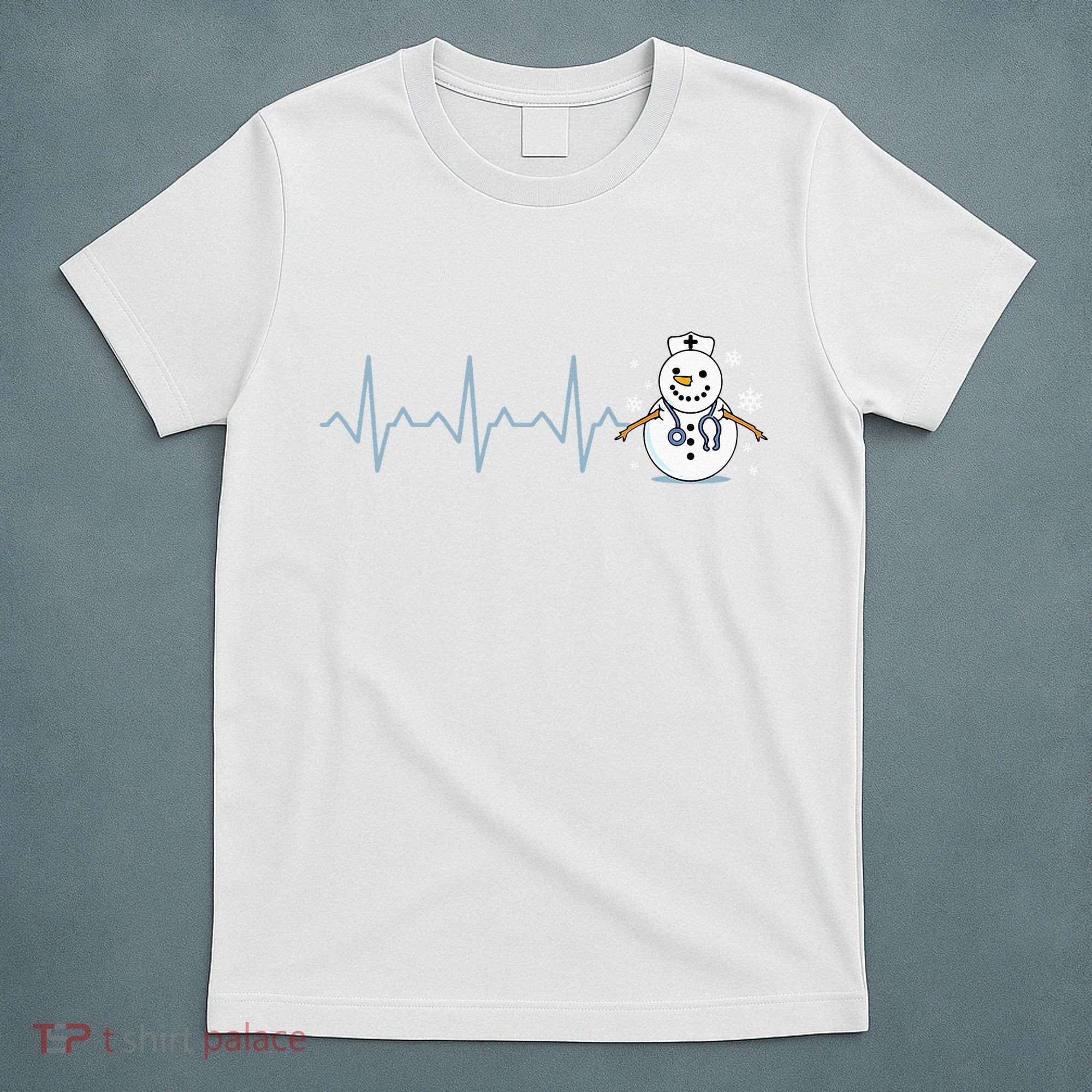 Heartbeat Nurse Snowman Nurse Christmas T-Shirt