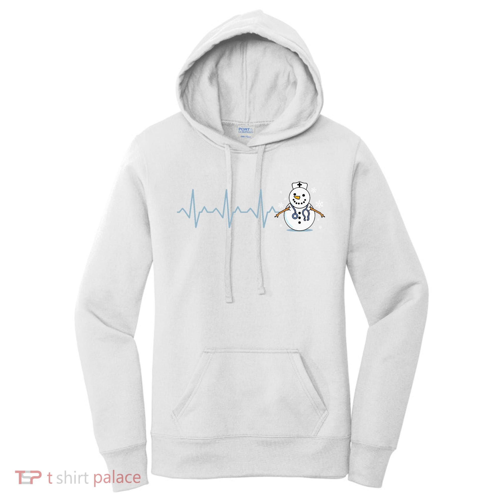 Heartbeat Nurse Snowman Nurse Christmas Women's Hoodie