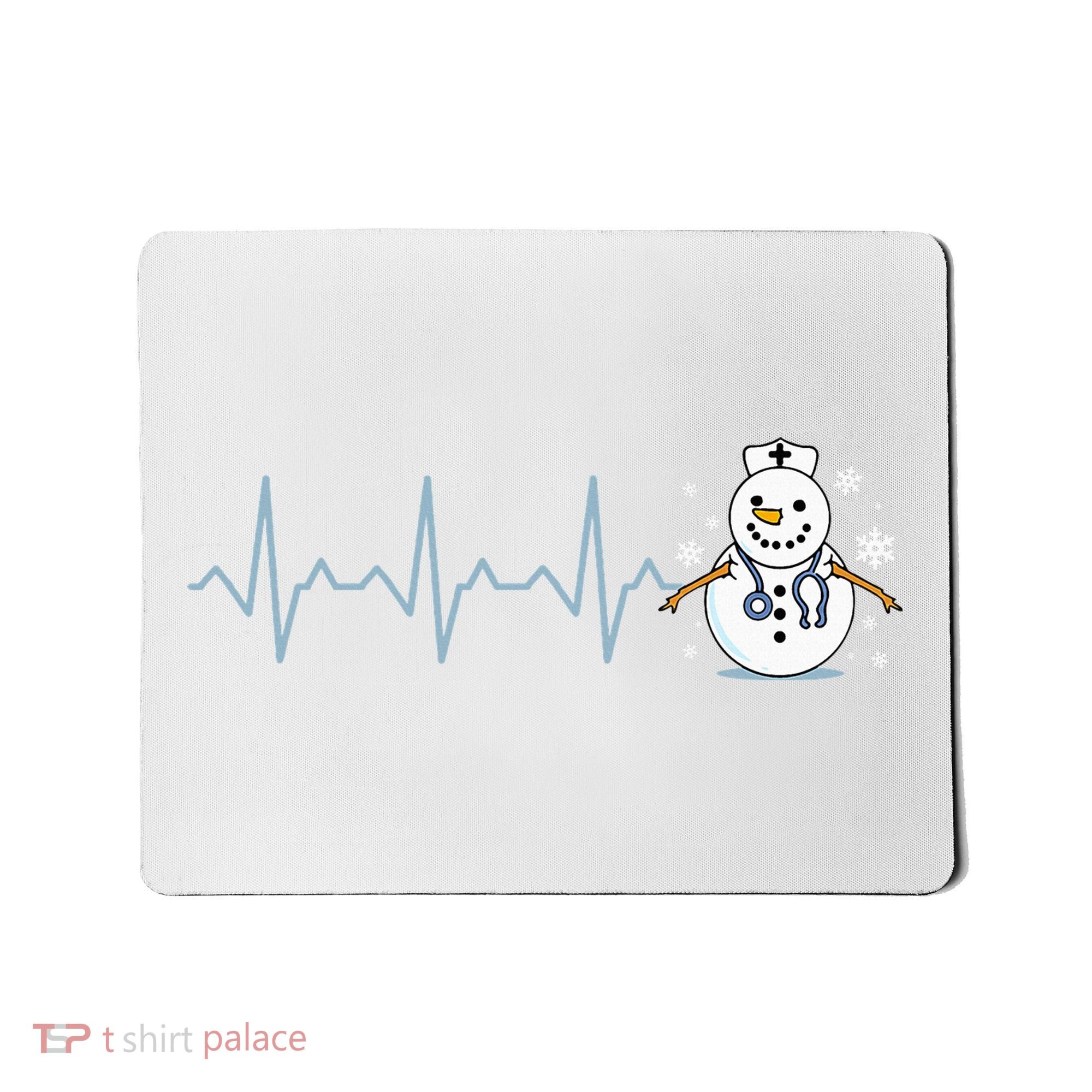 Heartbeat Nurse Snowman Nurse Christmas Mousepad