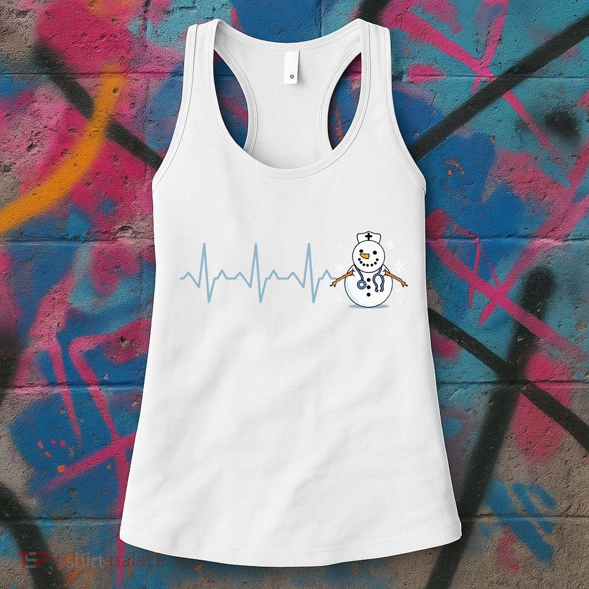Heartbeat Nurse Snowman Nurse Christmas Women's Tank Top