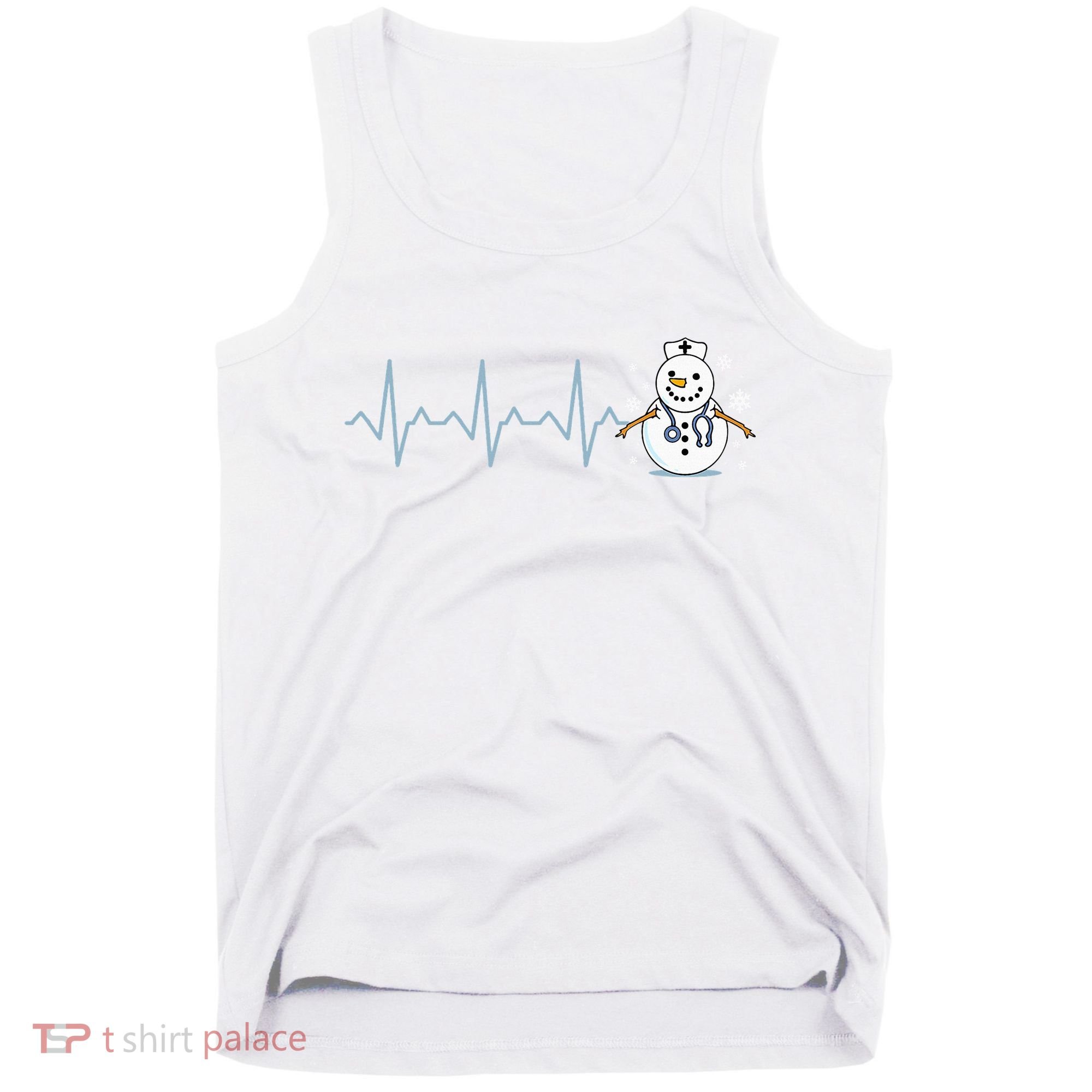 Heartbeat Nurse Snowman Nurse Christmas Tank Top