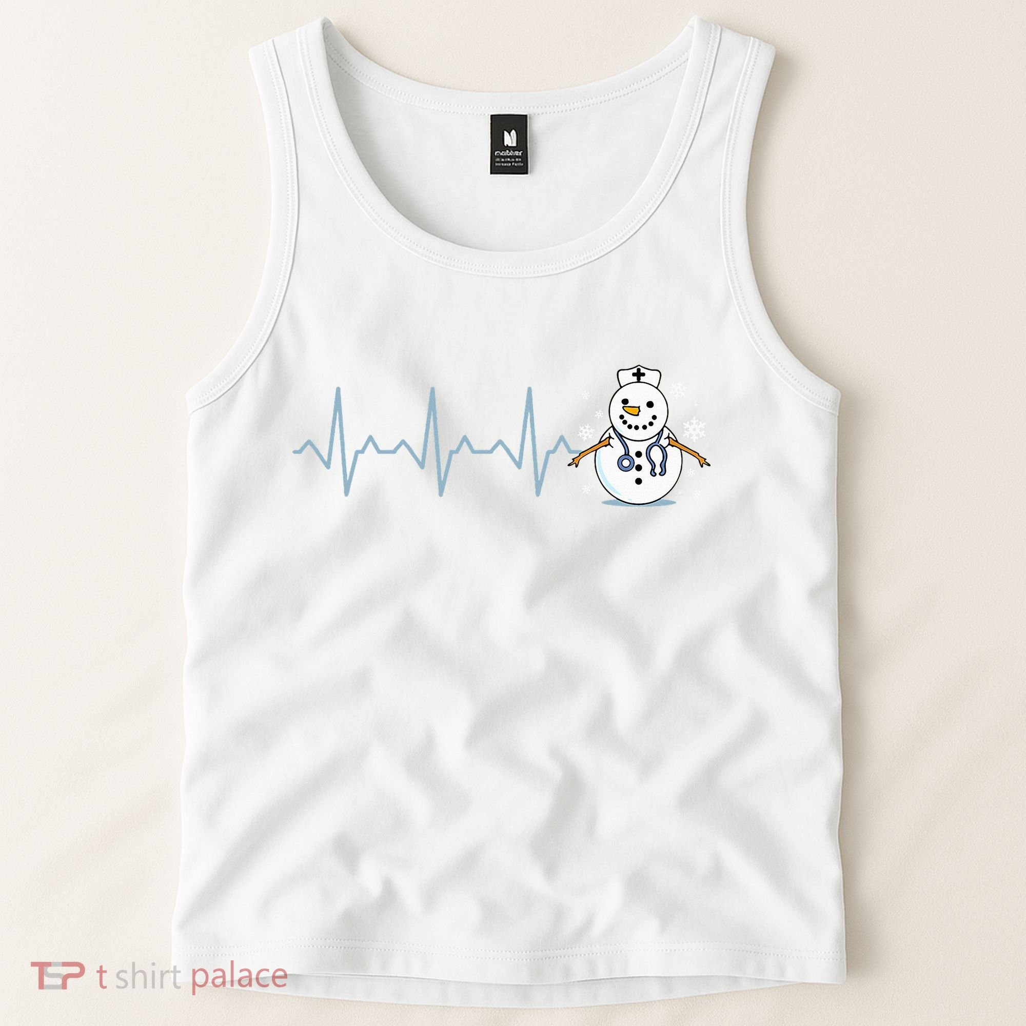 Heartbeat Nurse Snowman Nurse Christmas Tank Top