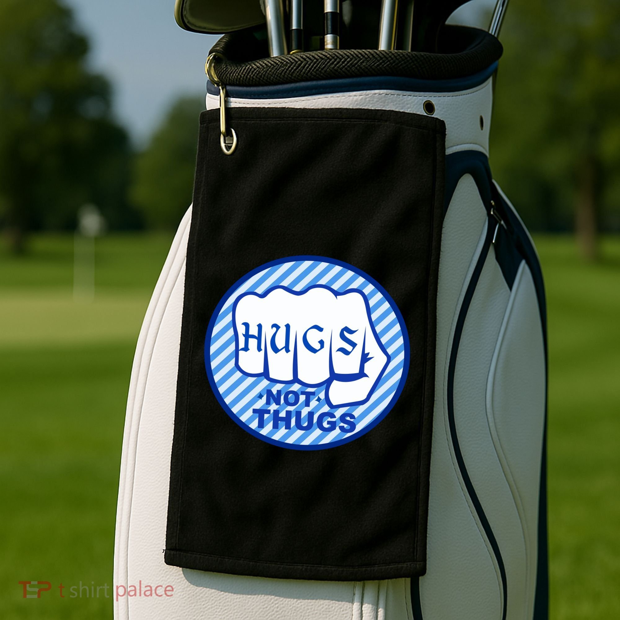 HUGS NOT THUGS Golf Towel