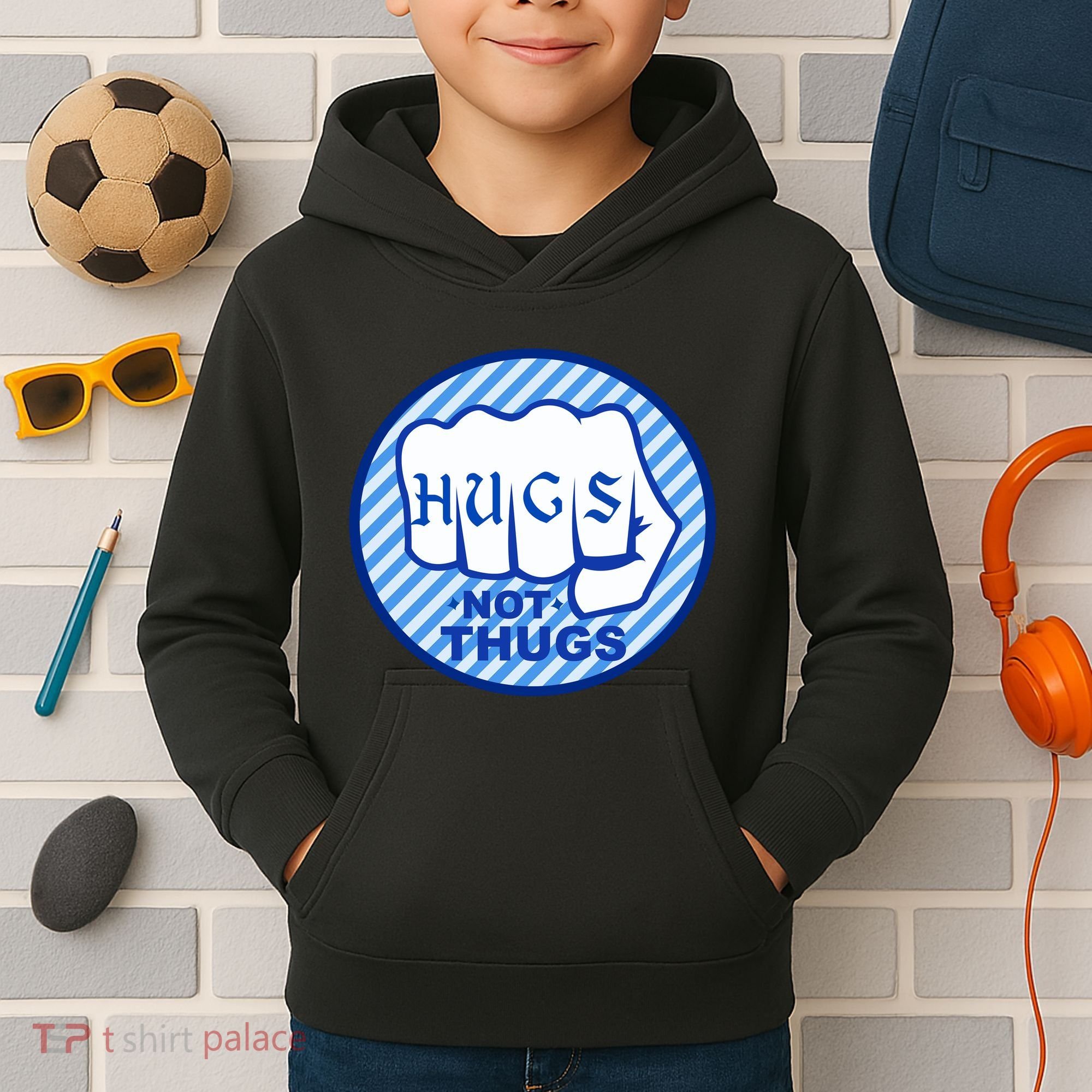 HUGS NOT THUGS Kids Hoodie