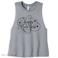 Happy New Years Golden Logo Women's Racerback Cropped Tank thumb 0