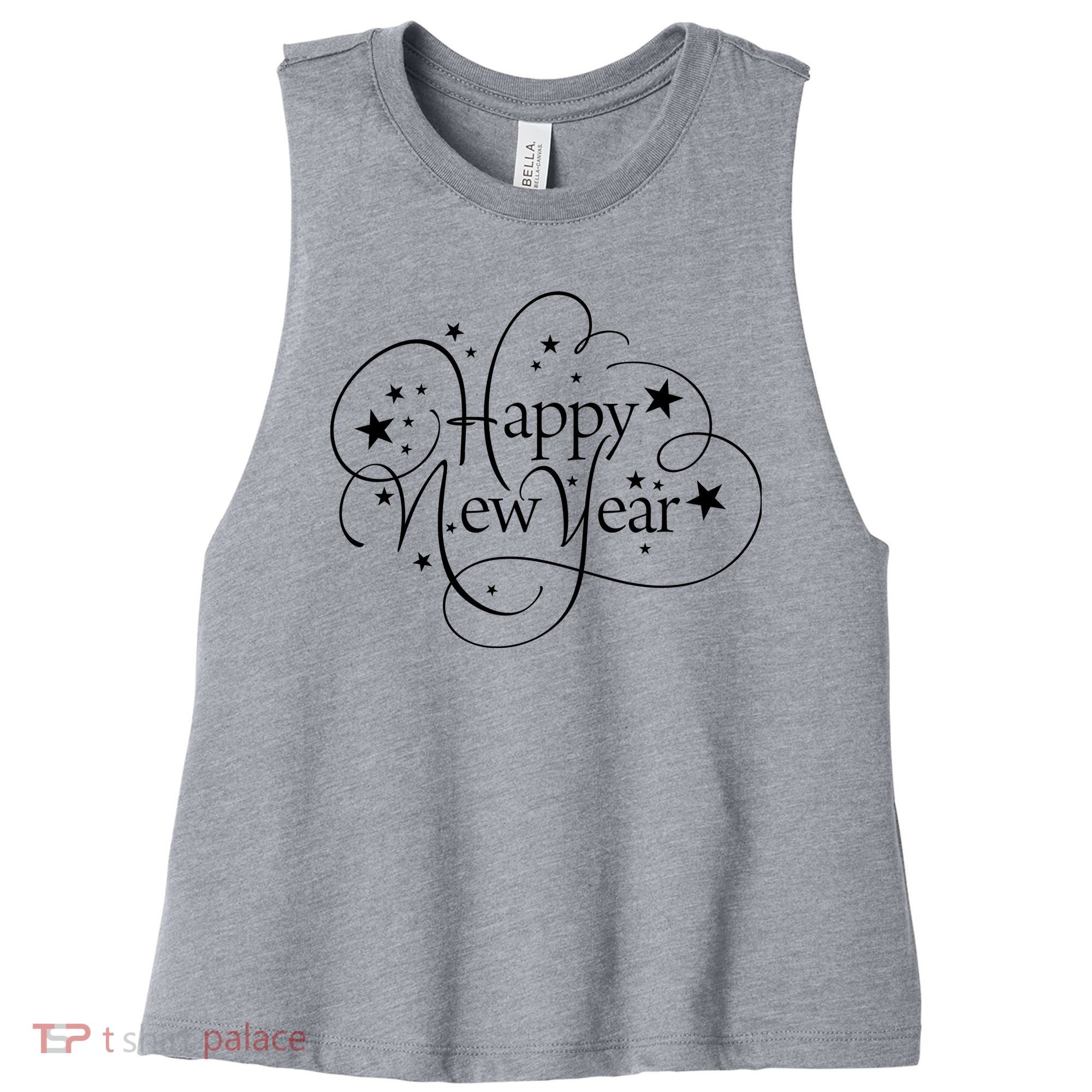 Happy New Years Golden Logo Women's Racerback Cropped Tank