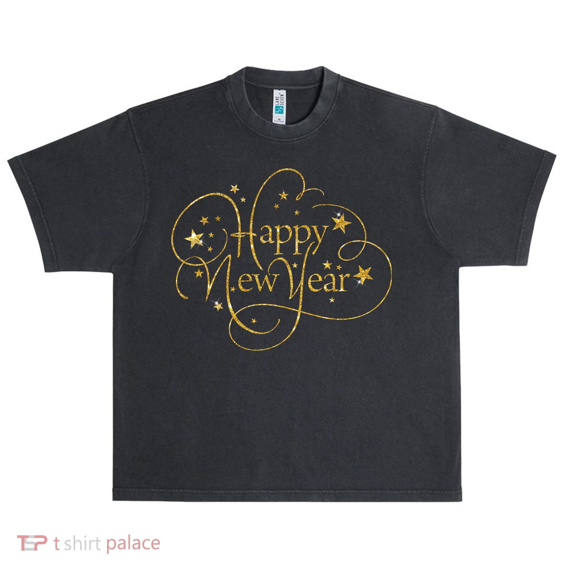 Happy New Years Golden Logo Urban Oversized Heavyweight T-Shirt