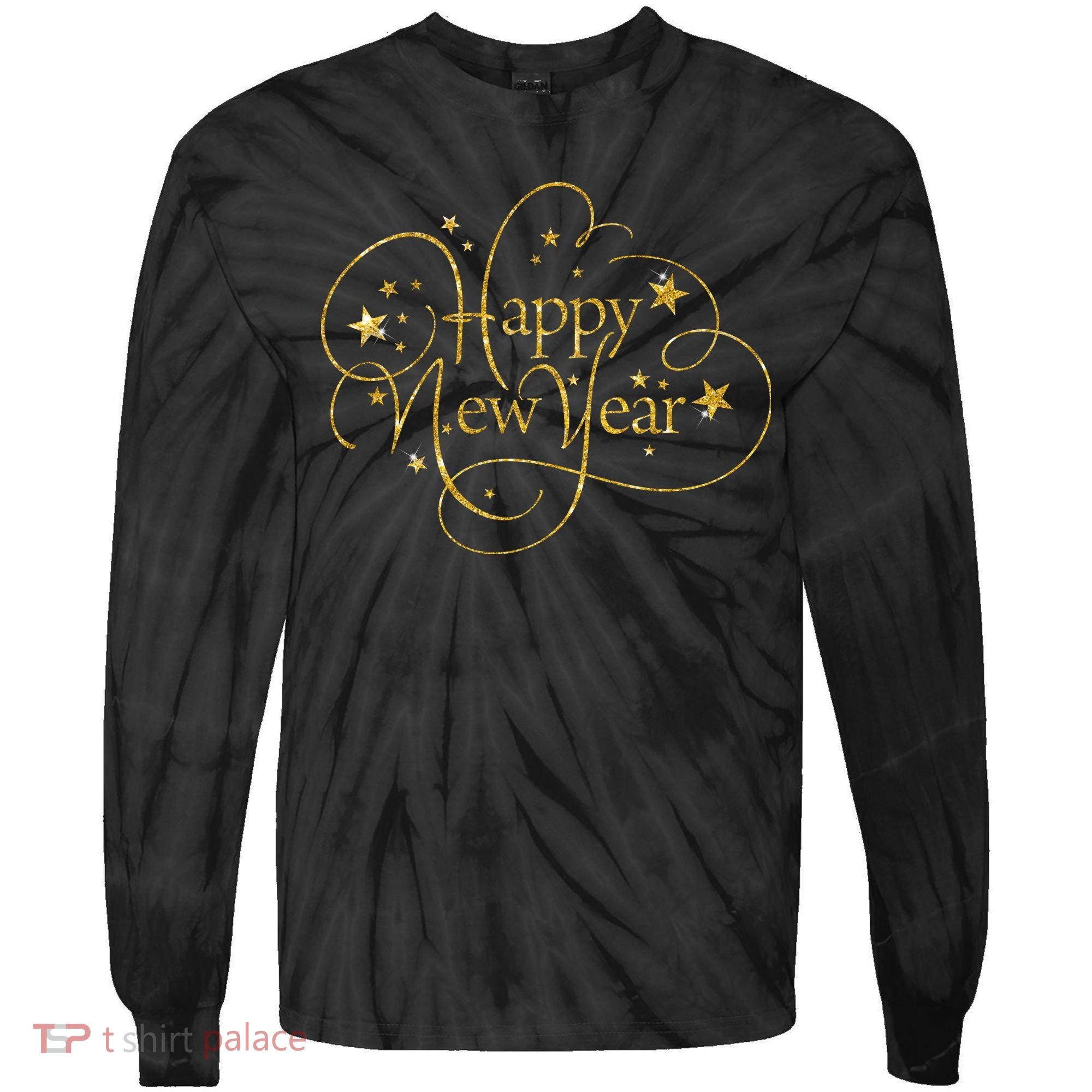 Happy New Years Golden Logo Tie-Dye Long Sleeve Shirt
