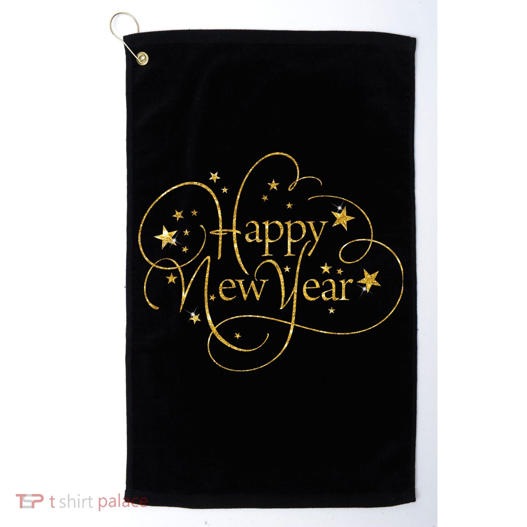 Happy New Years Golden Logo Golf Towel