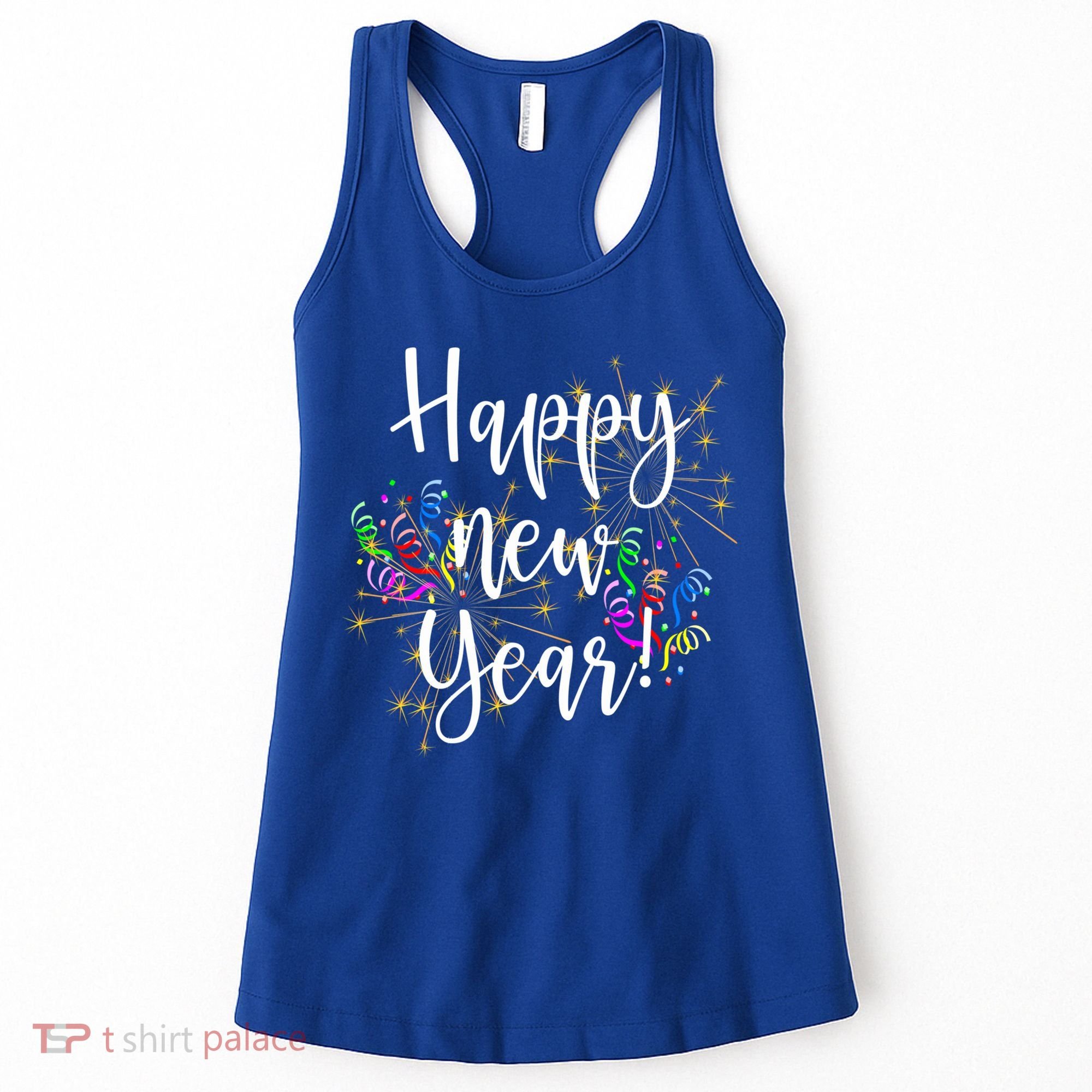 Happy New Year Day Eve Party Fireworks Confetti Costume Fun Gift Women's Tank Top