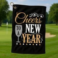Happy New Year With Celebration New Years Eve Golf Towel thumb 1