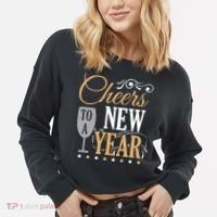 Happy New Year With Celebration New Years Eve Cropped Pullover Crew thumb 2