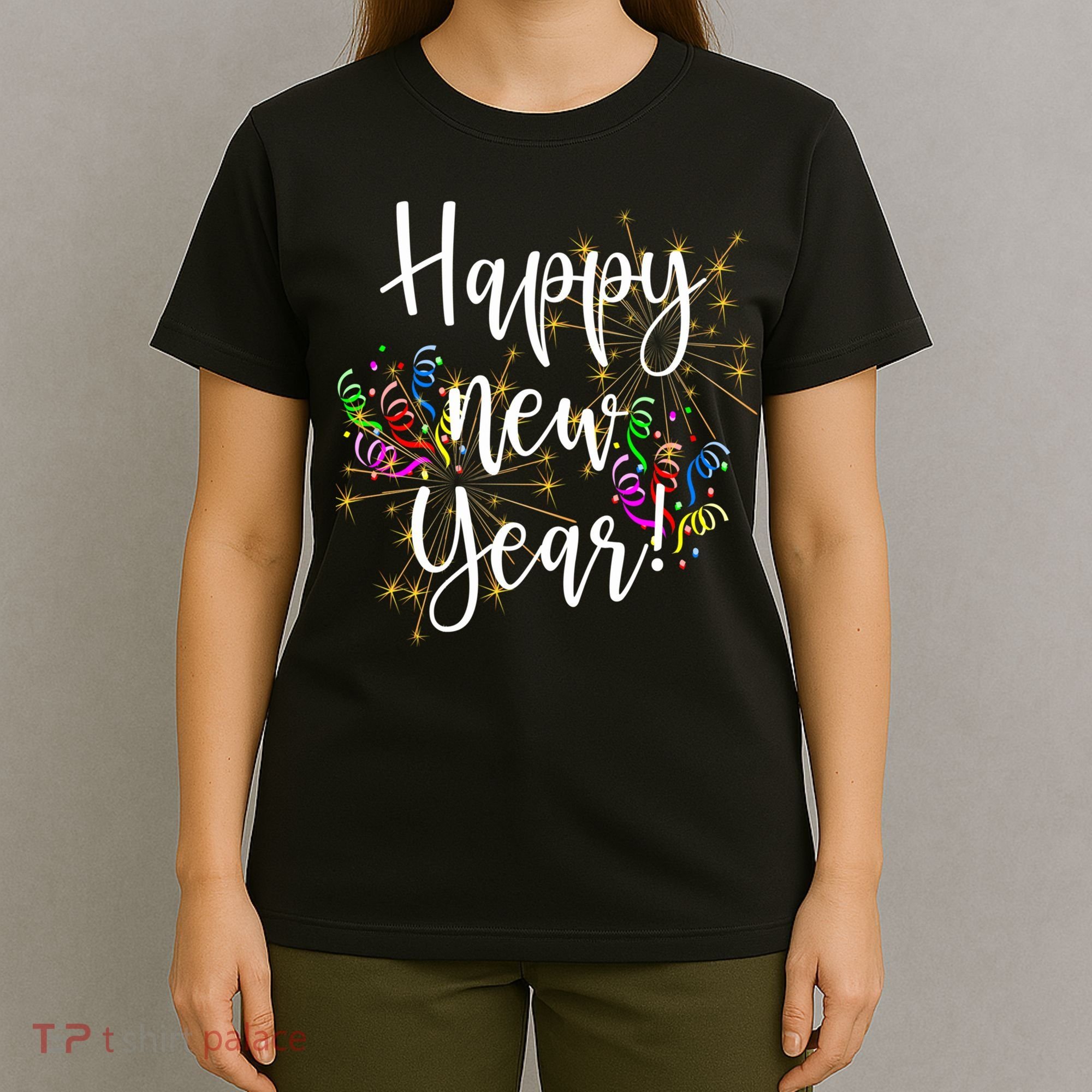 Happy New Year Day Eve Party Fireworks Confetti Costume Fun Long Sleeve TShirt T-Shirt