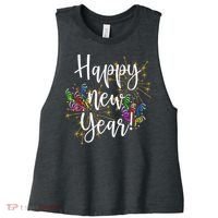 Happy New Year Day Eve Party Fireworks Confetti Costume Fun Long Sleeve TShirt Women's Racerback Cropped Tank thumb 0
