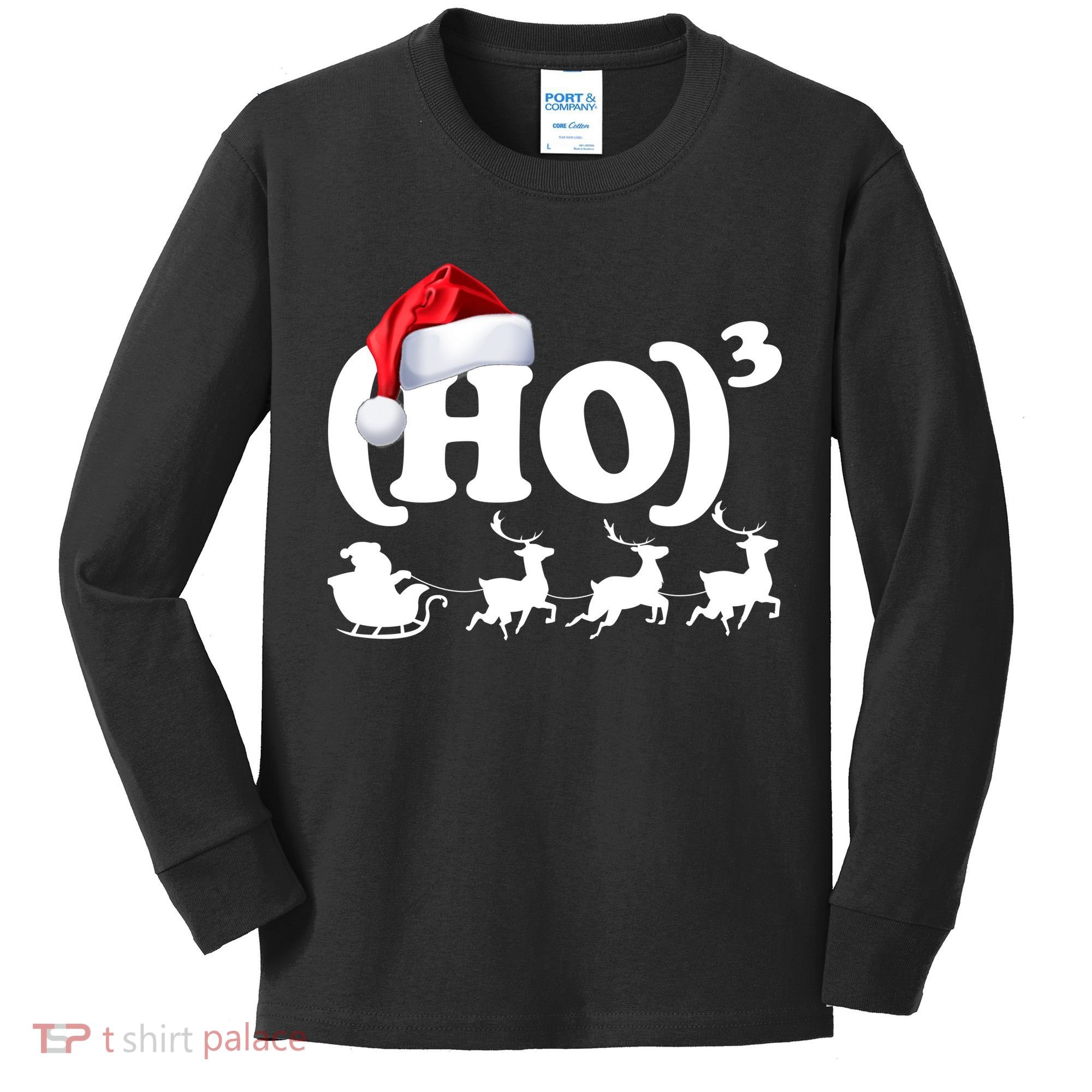 Ho Cubed Funny Christmas For Math Teachers Kids Long Sleeve Shirt