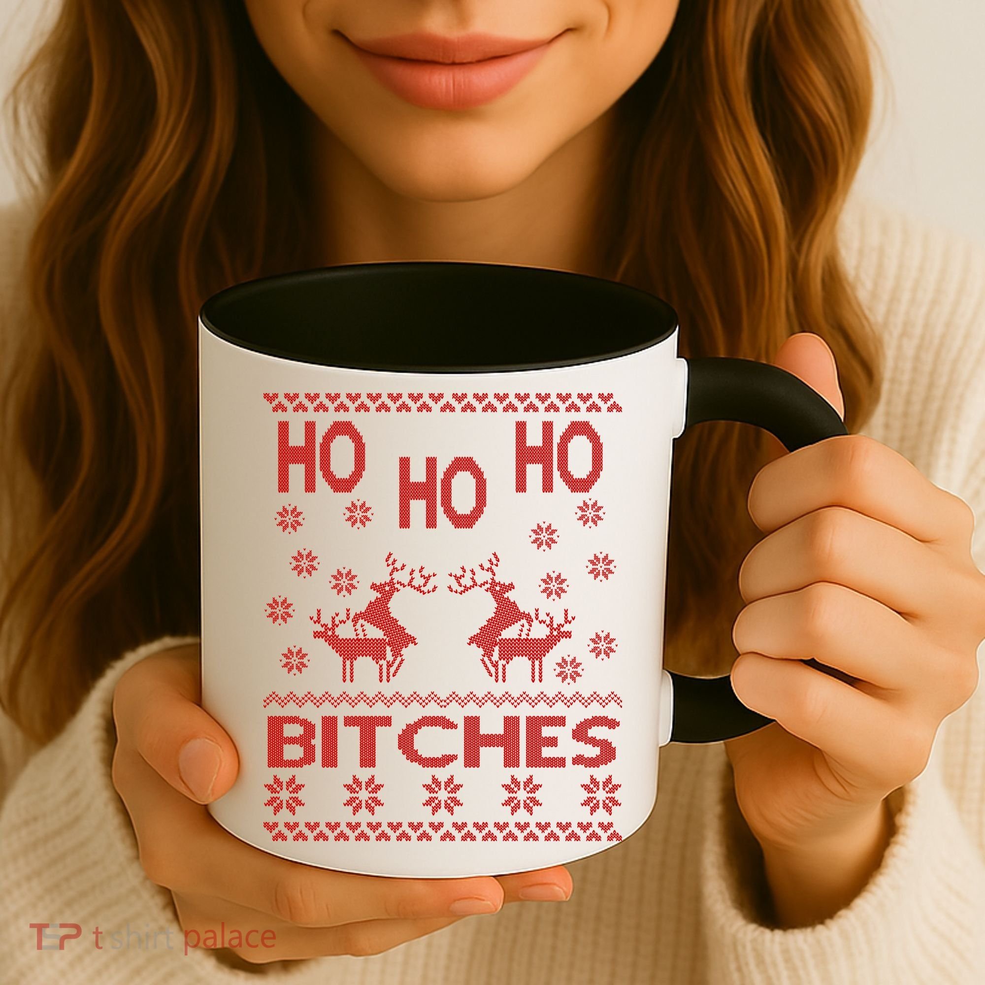 Ho Ho Ho Bitches X-Mas Ugly Christmas Coffee Mug