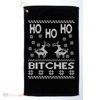 Ho Ho Ho Bitches X-Mas Ugly Christmas Golf Towel thumb 0