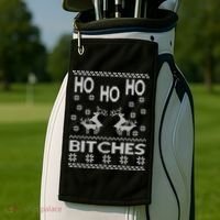 Ho Ho Ho Bitches X-Mas Ugly Christmas Golf Towel thumb 2