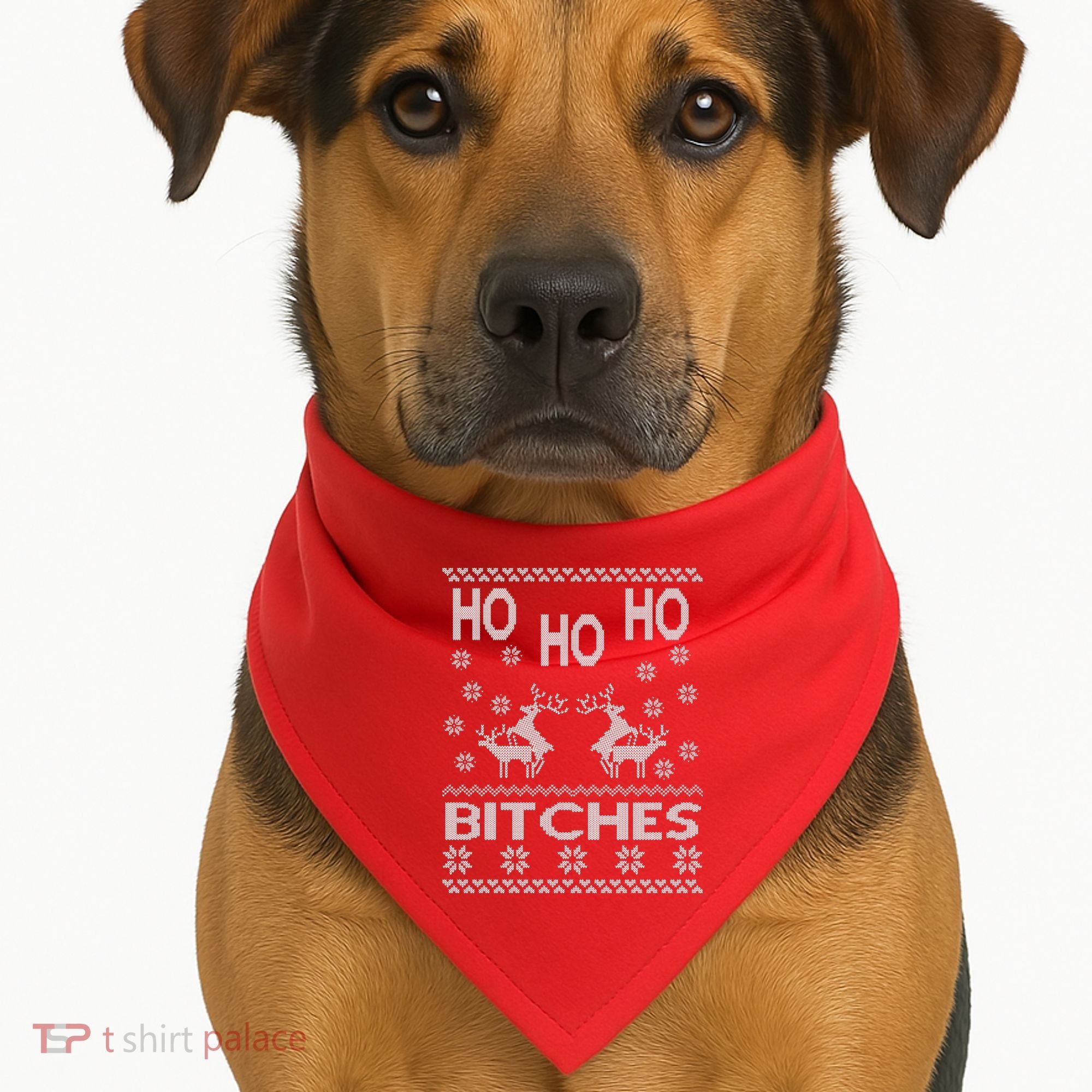 Ho Ho Ho Bitches X-Mas Ugly Christmas USA-Made Doggie Bandana