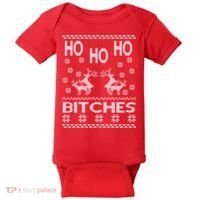 Ho Ho Ho Bitches X-Mas Ugly Christmas Baby Bodysuit thumb 0
