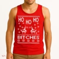 Ho Ho Ho Bitches X-Mas Ugly Christmas Tank Top thumb 3