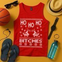 Ho Ho Ho Bitches X-Mas Ugly Christmas Tank Top thumb 4